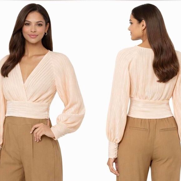 Astr Tops - Astr-the-label Women's Cream and Tan Blouse